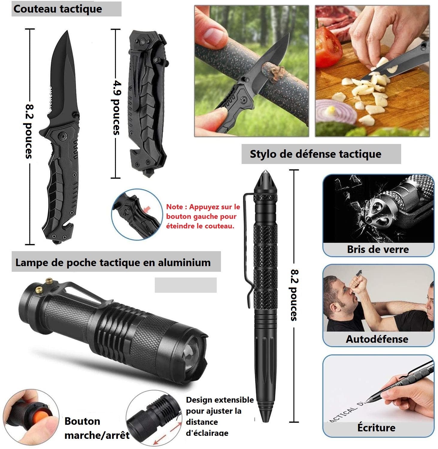 Sifflet De Survie 7 En 1 - LED, Boussole, Loupe, Thermomètre - Kit Camping Randonnée - Vert Armée